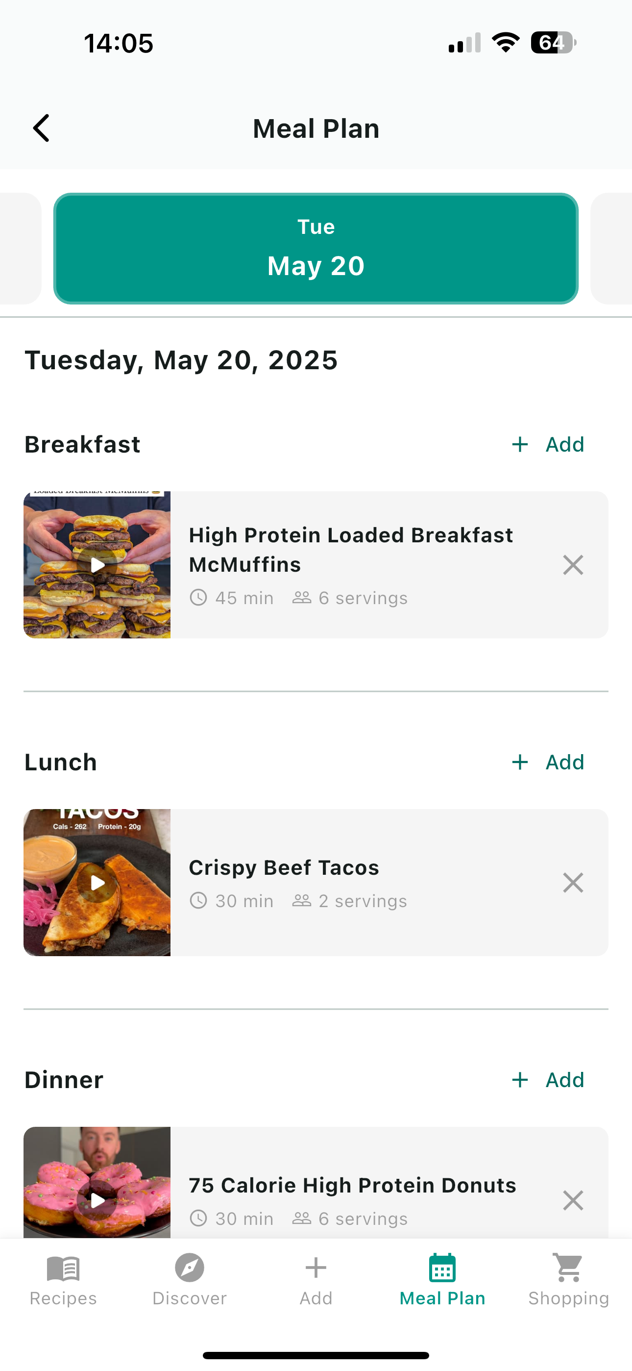 Meal Planning Feature